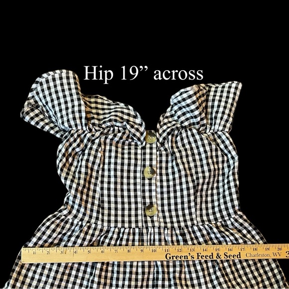 NEW ASOS DESIGN Bandaeau Tiered Mini Sundress in Mono Gingham. Size 4 - Picture 12 of 16